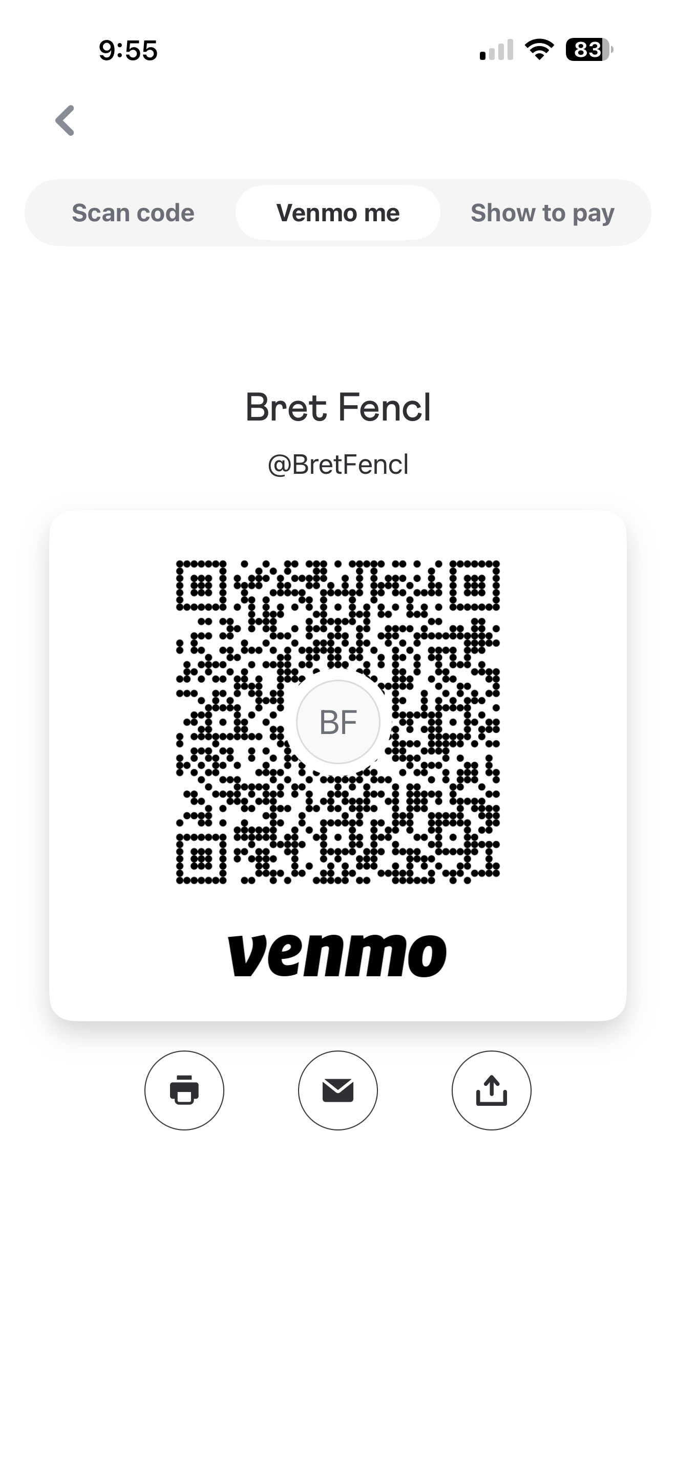 Venmo QR @bretfencl